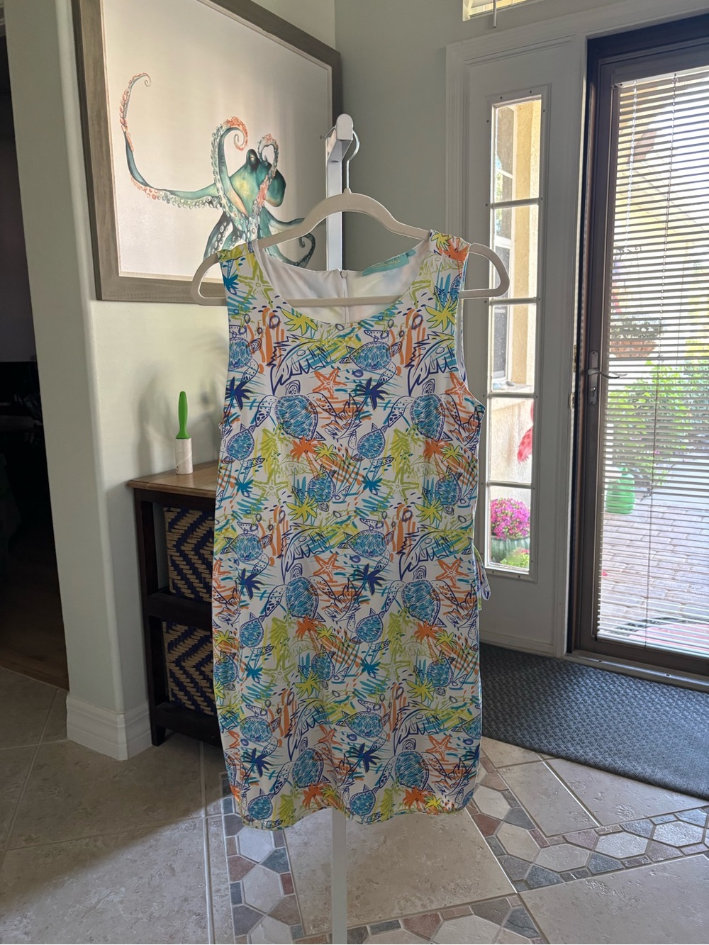 #069 Sleeveless Tropical Print Romper Dress - SPF